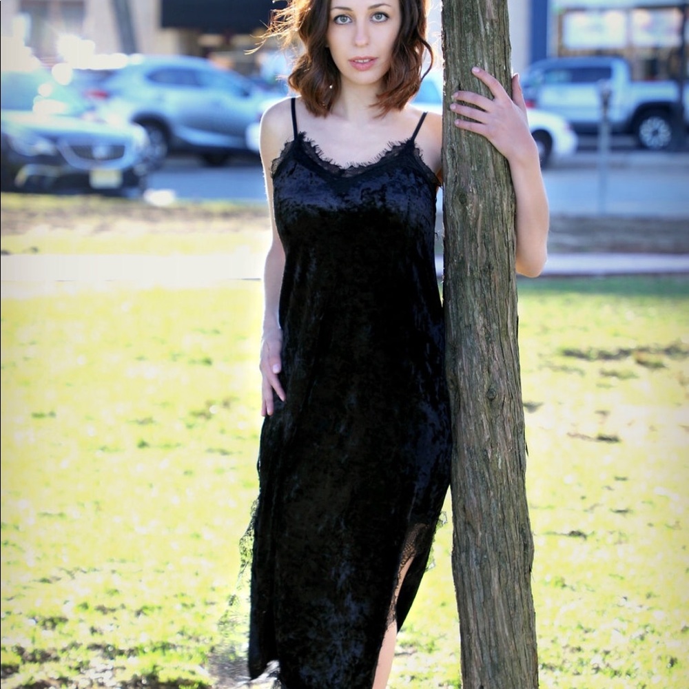 Velour Lace Maxi Dress